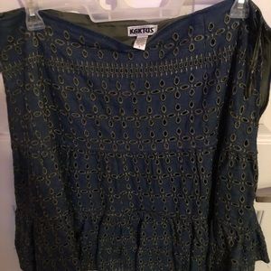 Layered Denim Skirt with eyelet decoration